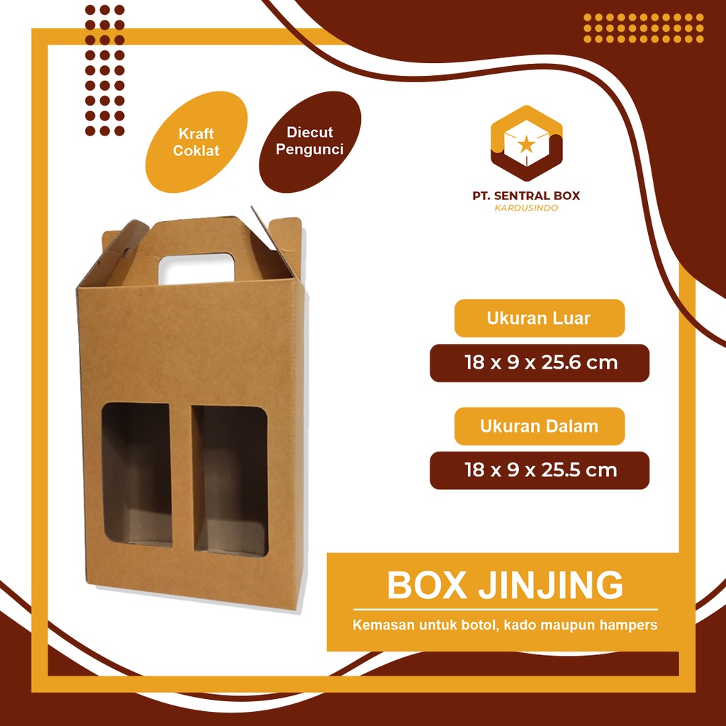 

Box ( 18 x 9 x 25 cm ) Jinjing botol kale 1 Liter isi 2 E FLUTE - Kardus/Packing/Polos/Karton/BoxJinjing/BoxTenteng/HandleBox/Botol