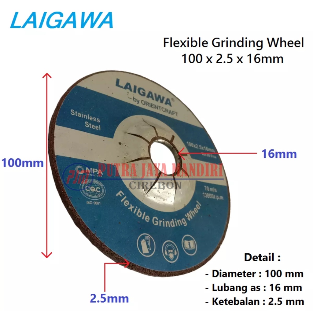 Laigawa Flexible Grinding Wheel 4 Inch WA-60 / Batu Gerinda Flexible 4 Inch WA 60 / Batu Grinda Poles Fleksibel