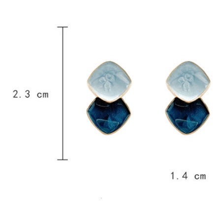 Anting Drop Bentuk Geometris Warna Biru Coklat Beige Gaya Retro