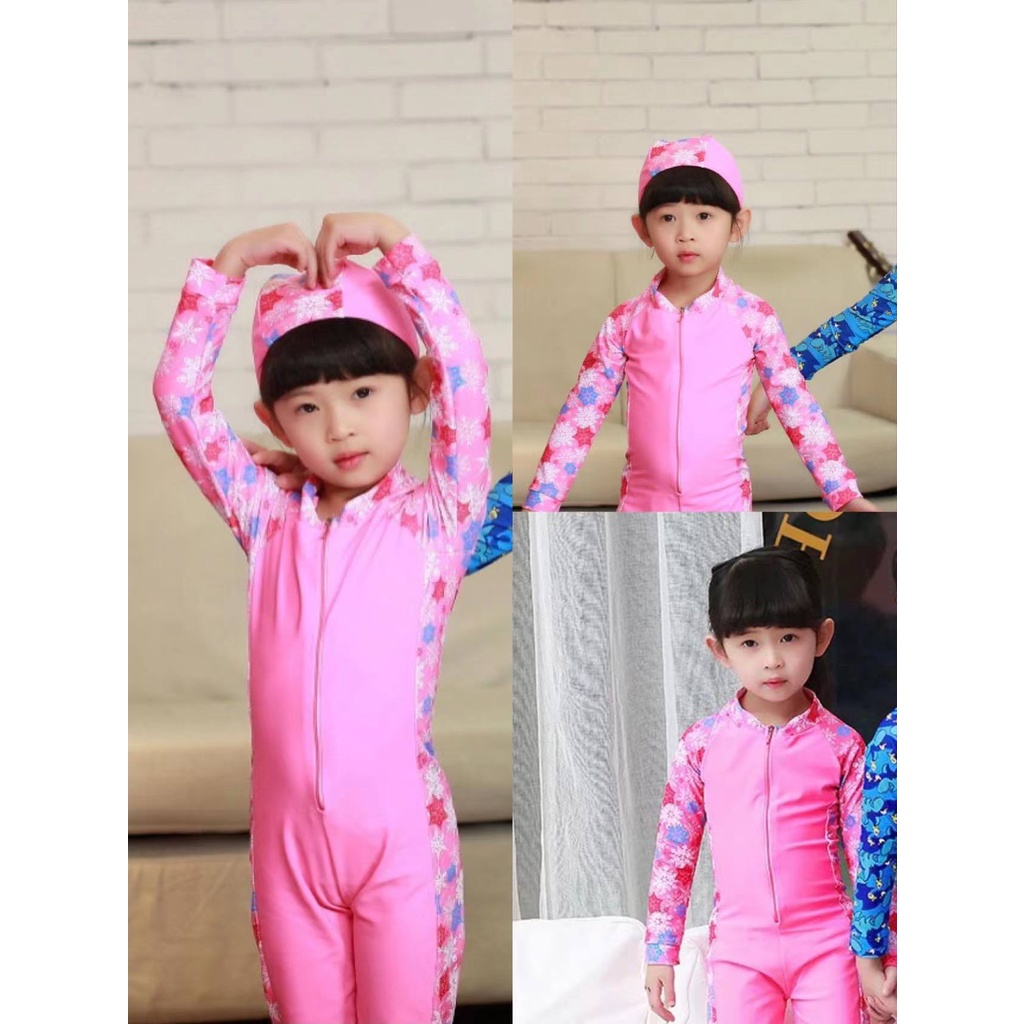 baju renang anak perempuan laki-laki muslim tangan panjang korea fashion one-piece UPF50+