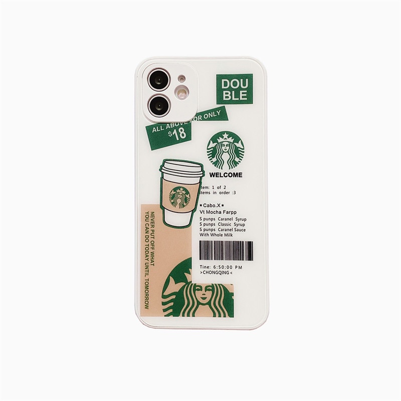 Hard Case Tempered Glass Motif Starbucks Untuk Iphone 7 8 Plus X Xs 11 12 13 Pro Max