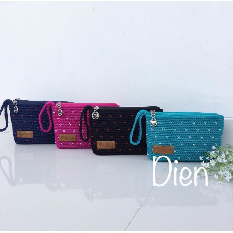 ORIGINAL HANDMADE Dompet Rajut nilon Pouch Rajut nilon bintik