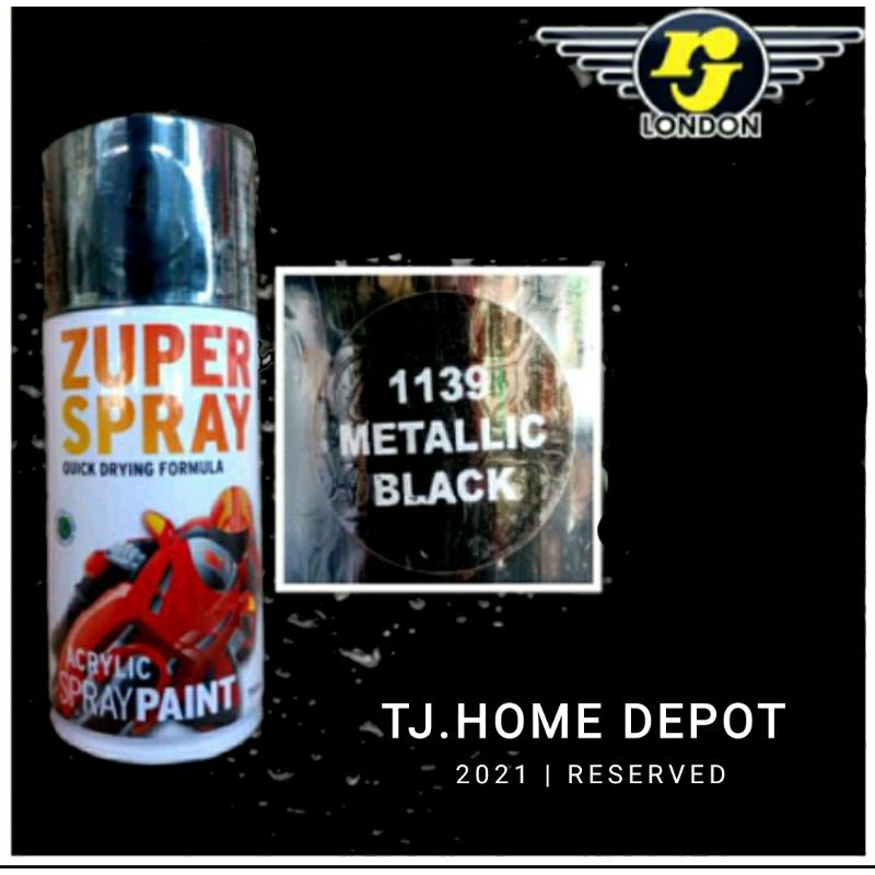 Cat Semprot Pilox Zuper Spray Metalic Black RJ London Pilok 1139 Metalic Black