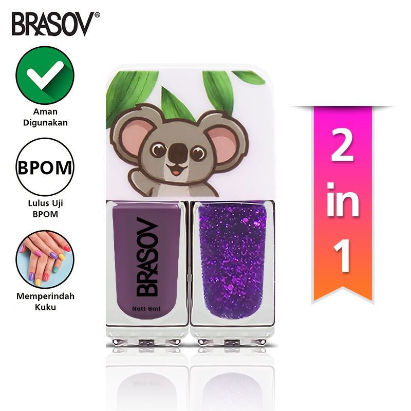 BRASOV Kutek / Cat Kuku Nail Polish 2 In 1 6 ML Kutex BPOM