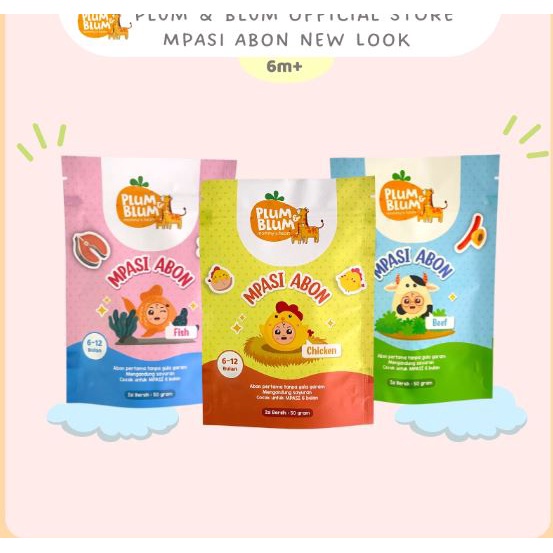 Plum &amp; Blum Abon MPASI Bayi Cheese BB Booster / Abon Keju Sapi Ayam Ikan No MSG / Baby Meat Floss 6 bulan+ / 50 g