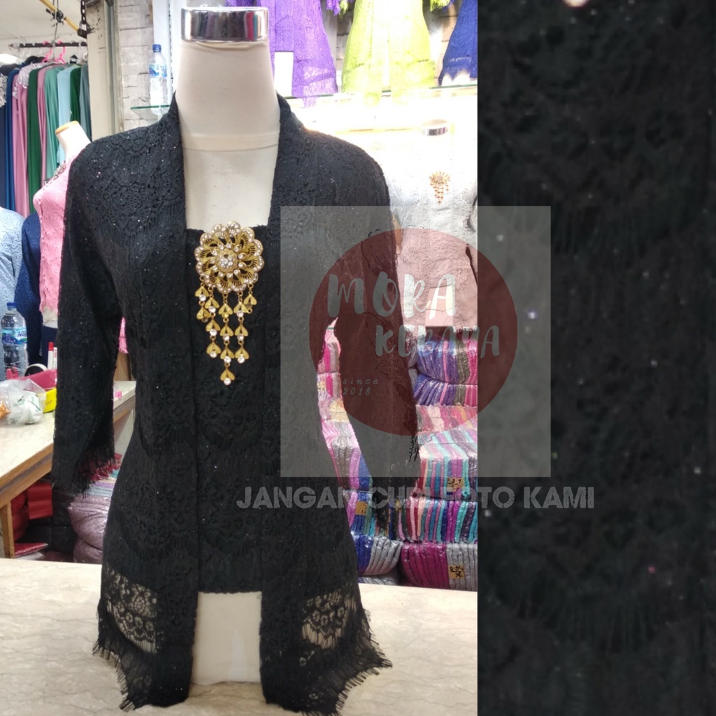 kebaya kutu baru lengan 7/8_kebaya brukat_kebaya_kebaya kutu baru modern_kebaya encim_kebaya wisuda murah-HITAM