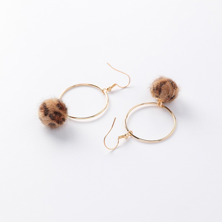 Anting fashion wanita anting korea style model hooks mix leopard ball 289