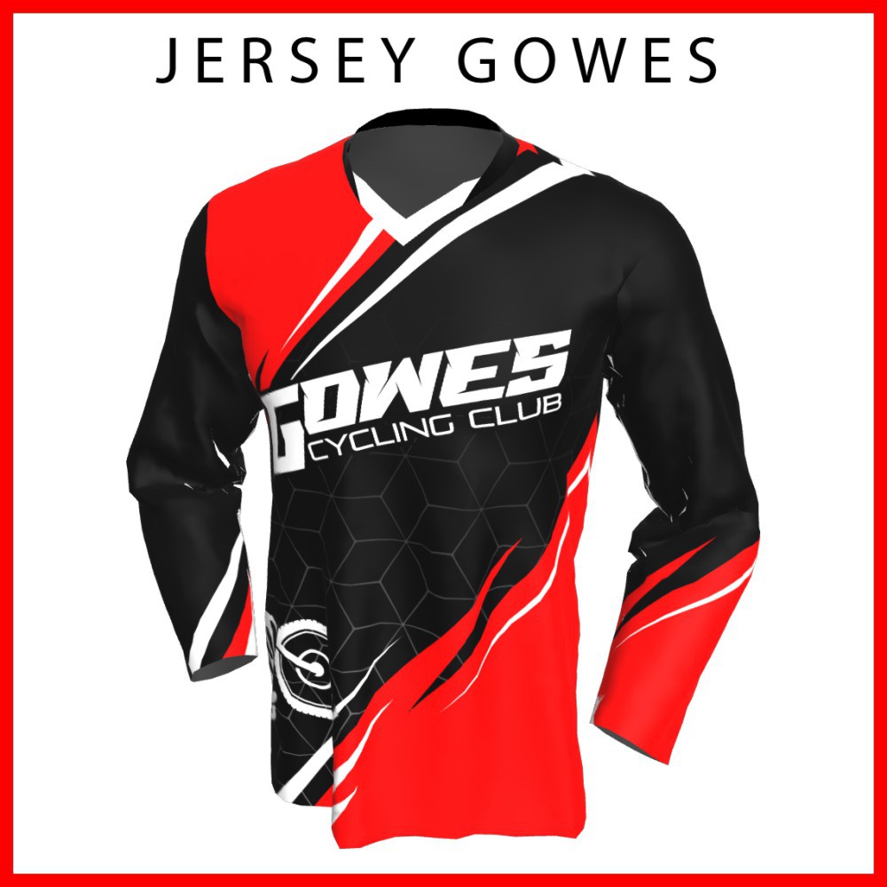 Baju Kaos Jersey Sepeda Gowes Trail Downhill Balap Lengan Panjang-986 Kaos Gowes Pria