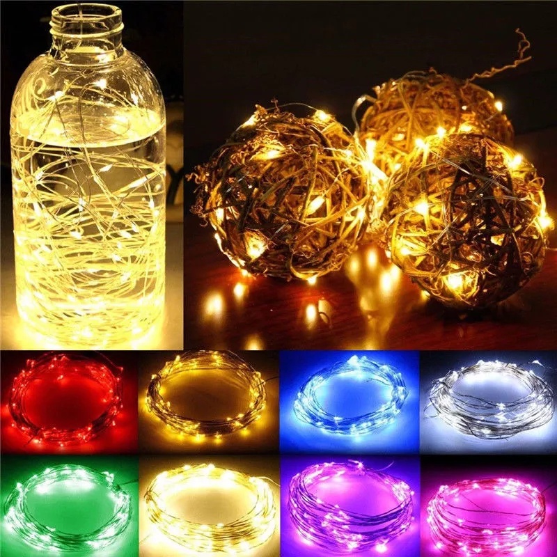 Lampu hias untuk kerajinan tangan atau hiasan lain tenaga baterai panjang 5meter isi 50 Led Lampu Hias Dekorasi 50 LED 5 Meter Multi Warna Warna Warm White Led Garland Christmas Tree Fairy Light Luce Waterproof Home Garden Party Outdoor Holiday Decoration