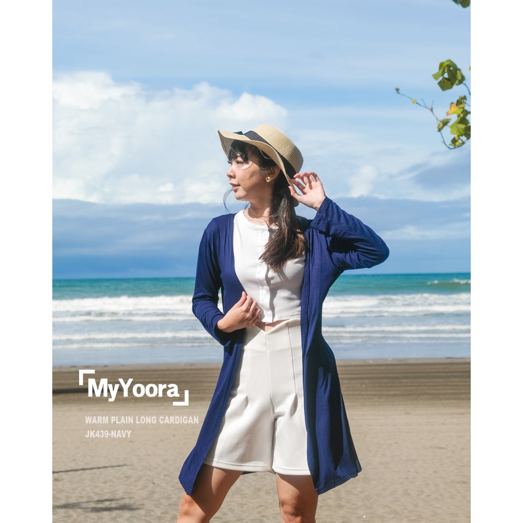 MyYoora Pocket Basic Cardigan Outer Wanita JK461/JK435/JK439-LONG-NAVY