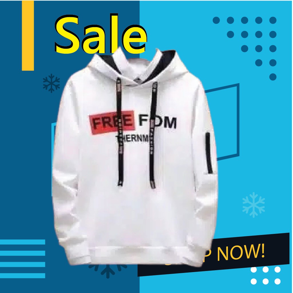 Hoddie Sweter FREEPOM battle hoodie sweater cewek cowok basic sweater - Hitam