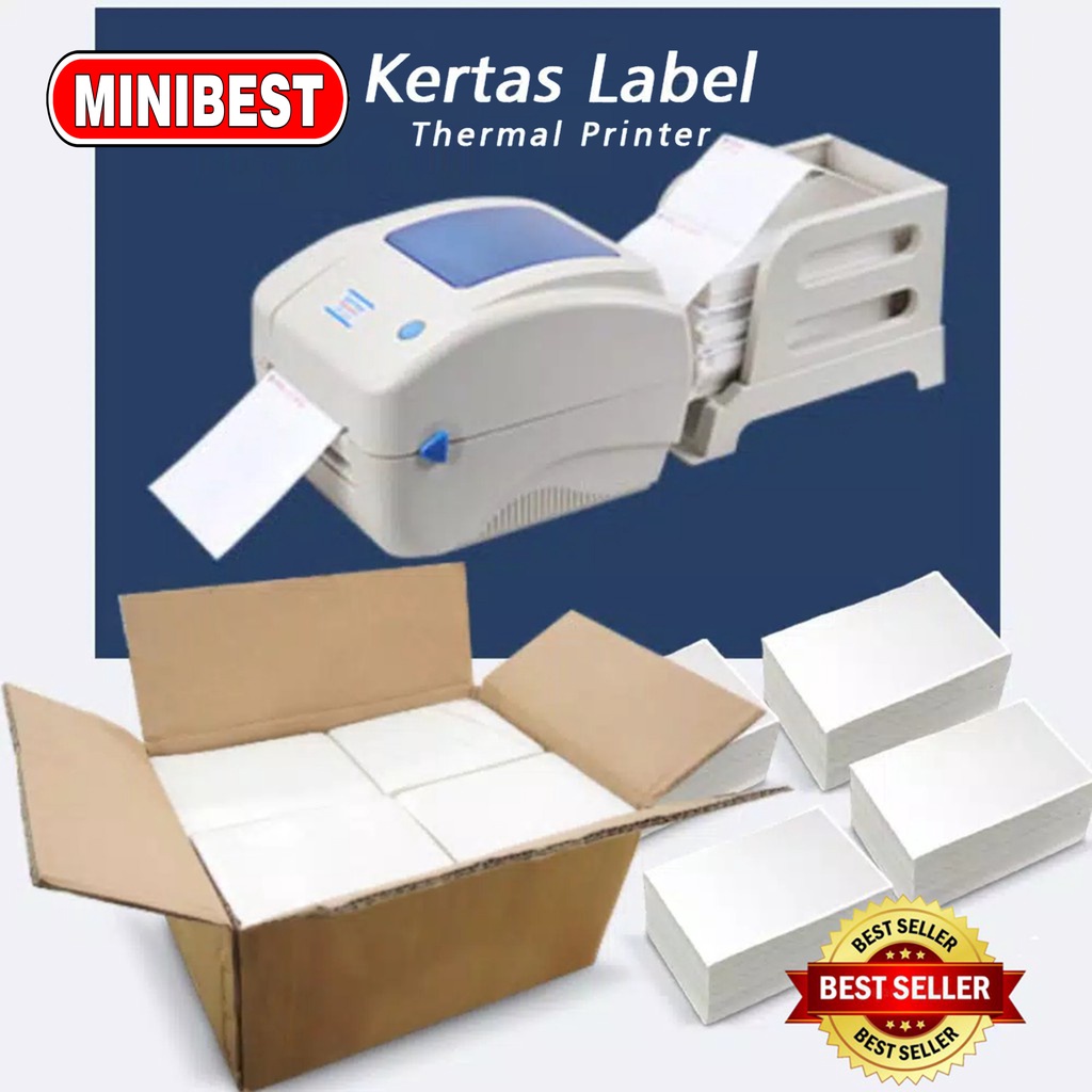 kertas label/Kertas Print RESI JOB Thermal Tempel 100x150mm dan 100x100mm isi 500 lembar label