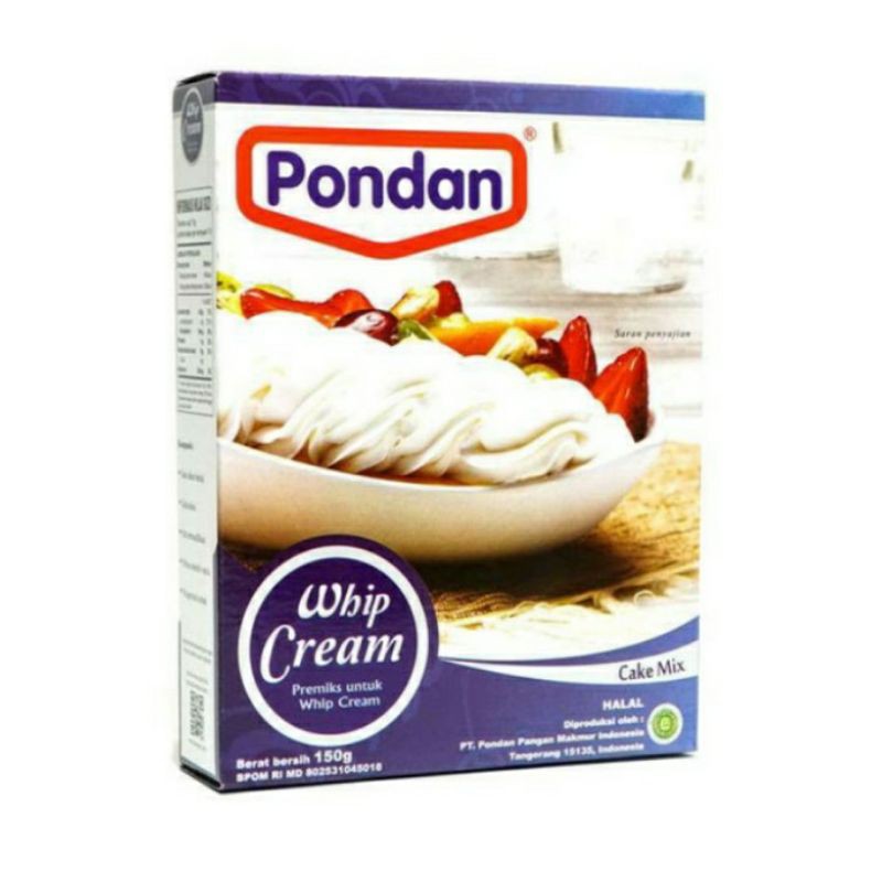 

pondan whip cream 150gr bubuk