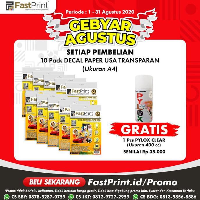 

Fast Print Kertas Water Slide Decal Paper USA Ukuran A4 150 Gram