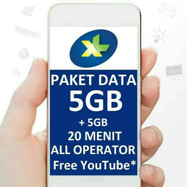 XL DATA XTRA COMBO 5GB(3G/4G) + 5GB Youtube 30Hr-24Jam + 20Mnt All OPR + Youtube Unlimited (01-06)