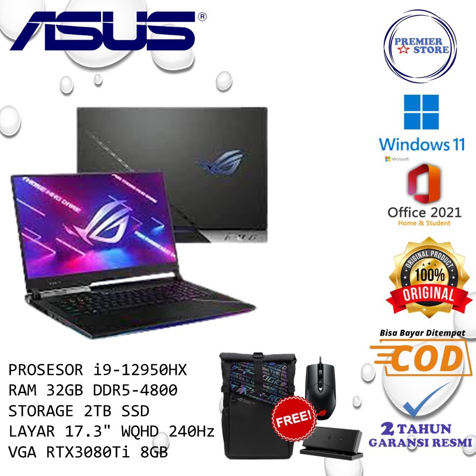 ASUS ROG STRIX SCAR 17 SE G733CX-I98RC6T-O i9-12950HX 32GB 2TB RTX3080Ti QHD W11