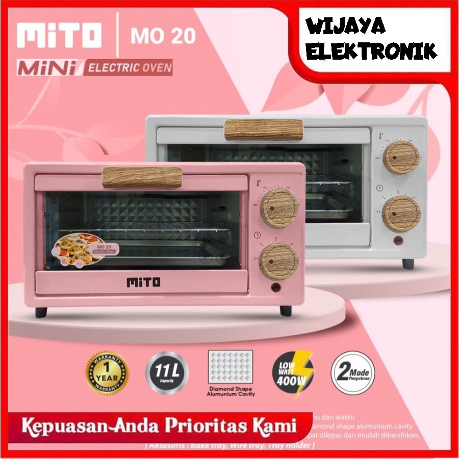 OVEN MITO MINI MO 20 WOOD SERIES DESIGN HANDEL KAYU 11 LT LOW WATT 400 WATTMODEL TERBARU  ORIGINAL GARANSI RESMI