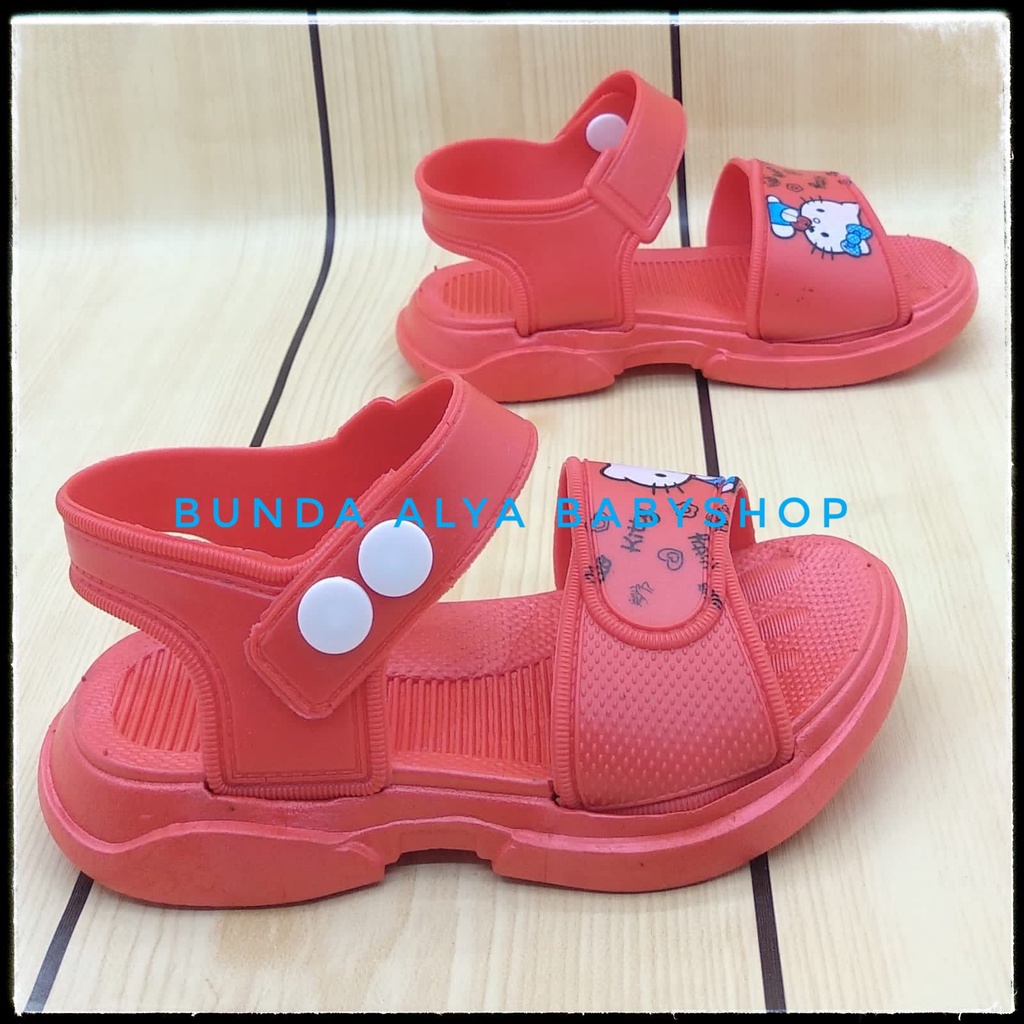 Sendal Anak Perempuan Usia 6 Bulan 1 2 3 4 Tahun Karet Elastis Empuk - Sepatu Sandal Anak Cewek Tali Karet Anti Licin MERAH Size 18 - 29