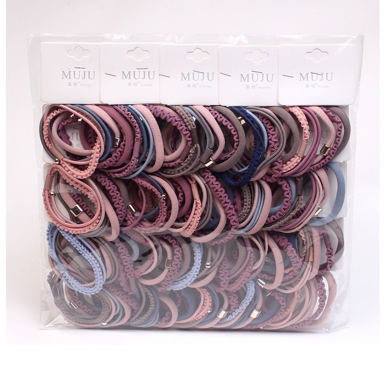 MURMURE.ID | IKAT KARET RAMBUT KOREA MIX PATTERN SET 6 PCS IKAT RAMBUT MUJU HA050-MIX WARNA