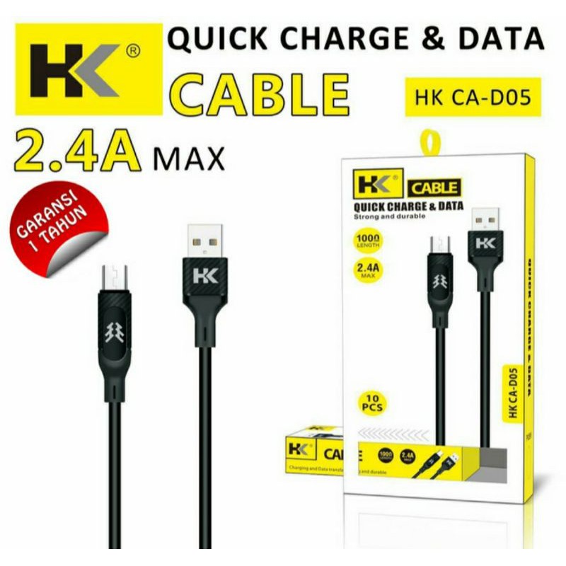 Kabel Data Charger Fast Charging HK D05 Type C Quick Charge 2.4A Cable Data Charger Tipe C HK-D05