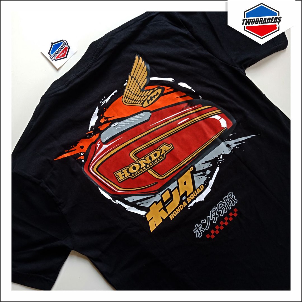 KAOS PENDEK PRIA ORIGINAL HONDA SQUAD TANGKI GL100 HITAM FREE GANTUNGAN KUNCI + STIKER
