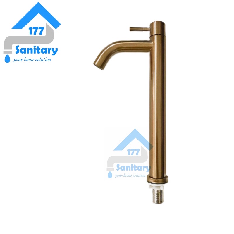 Kran Wastafel Stainless 304 TINGGI Brown 16B-Keran air basin faucet gold coklat minimalis tall 30cm