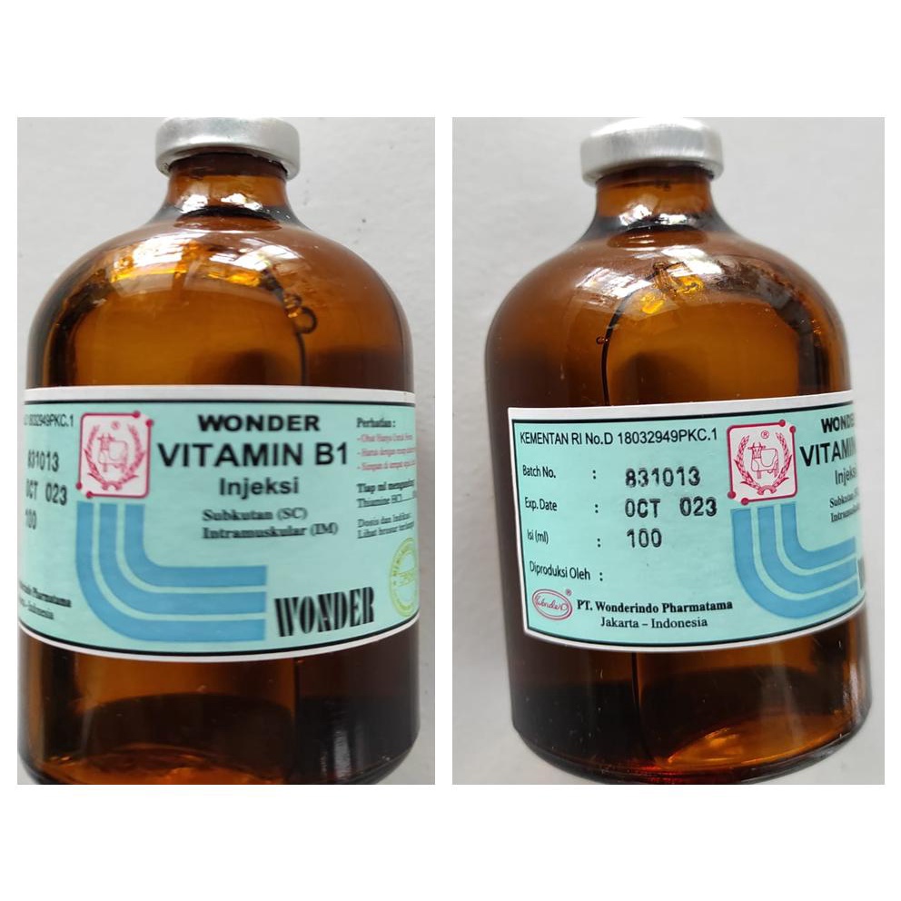 PROMO Obat Hewan VITAMIN B1 WONDER 100ml , Jual Obat Gangguan Syaraf Pada Hewan, Obat Gangguan Perna