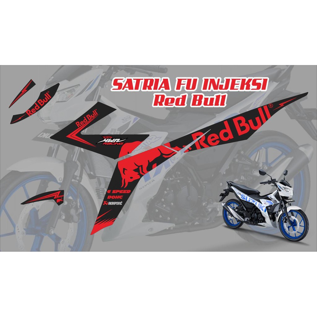 Stiker striping Suzuki Satria FU Injeksi RedBull (hitam)