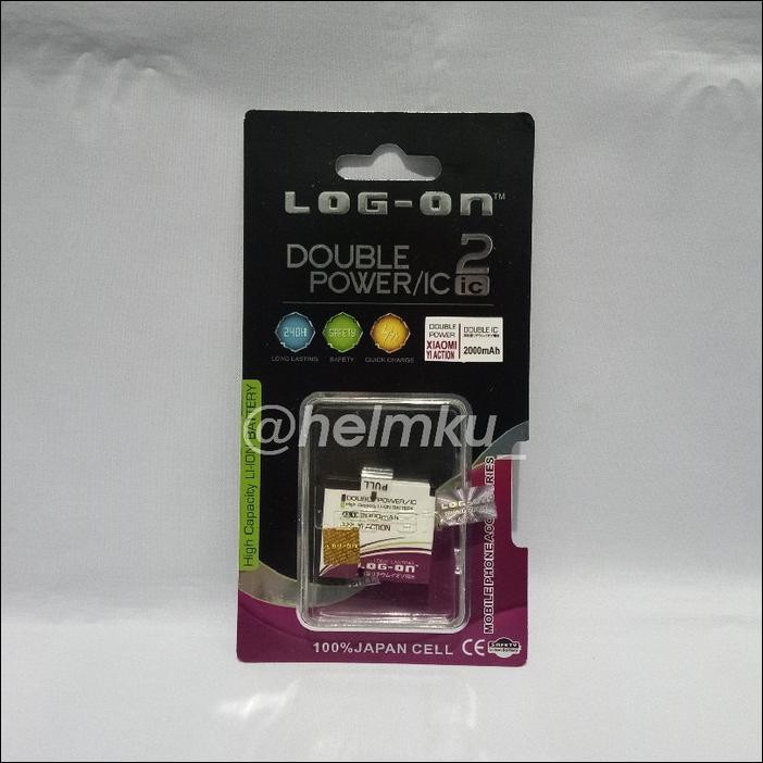 Baterai Xiaomi Yi Double Power 2000Mah Log On Original Action Camera