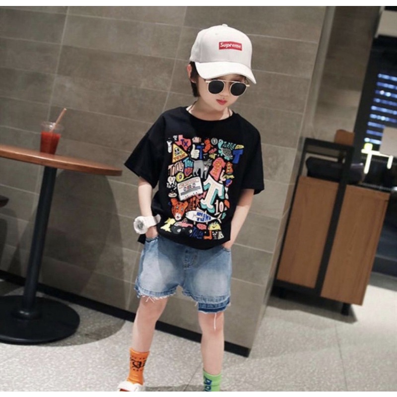 setelan baju dan celana anak laki laki motif hewan 1-5 tahun