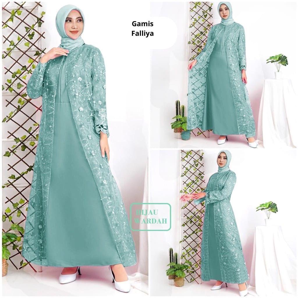 (New Product) Gamis Busui Falleya /  Gamis Maxi Brukat / Size S-M,L,XL, XXL / Fashion Wanita Muslim / Dress Seragam Kondangan