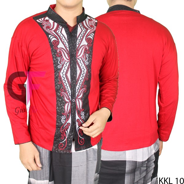 GIOFLO Busana Etnik Muslim Kemeja Koko Panjang Red / KKL 10