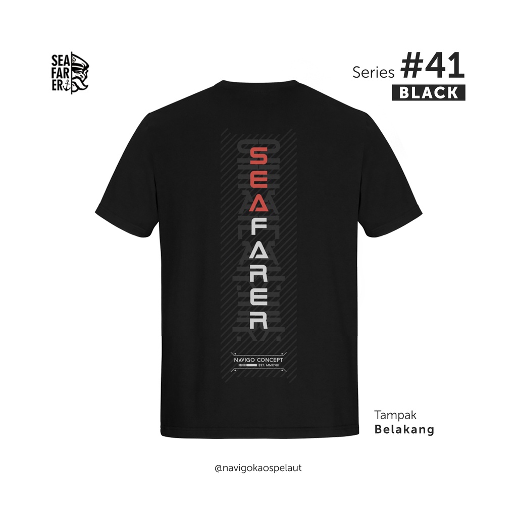 [COD] SERIE #41 - NAVIGO KAOS PELAUT | KAOS UNISEX | HITAM |  kaos pria | kaos wanita