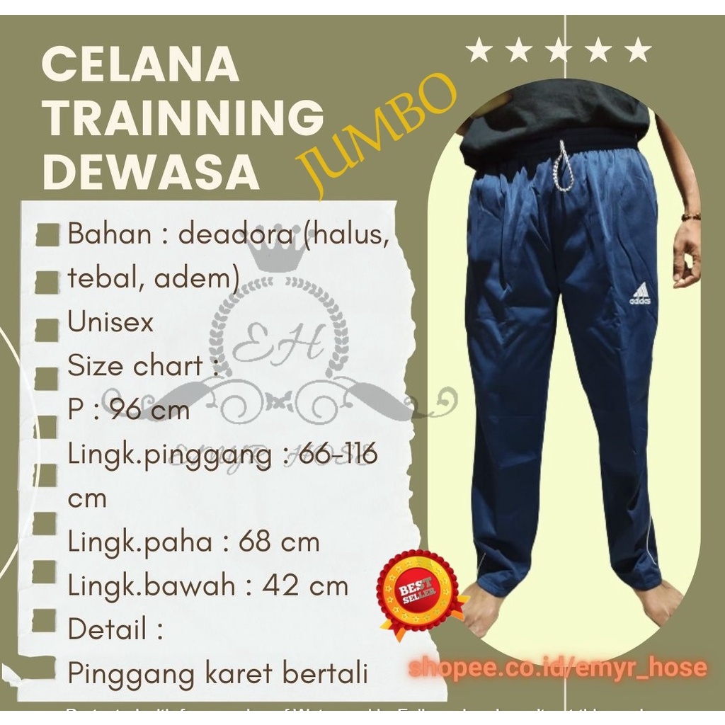 CELANA TRAINNING DEWASA PRIA WANITA JUMBO BIGSIZE PANJANG DEADORA DISTRO