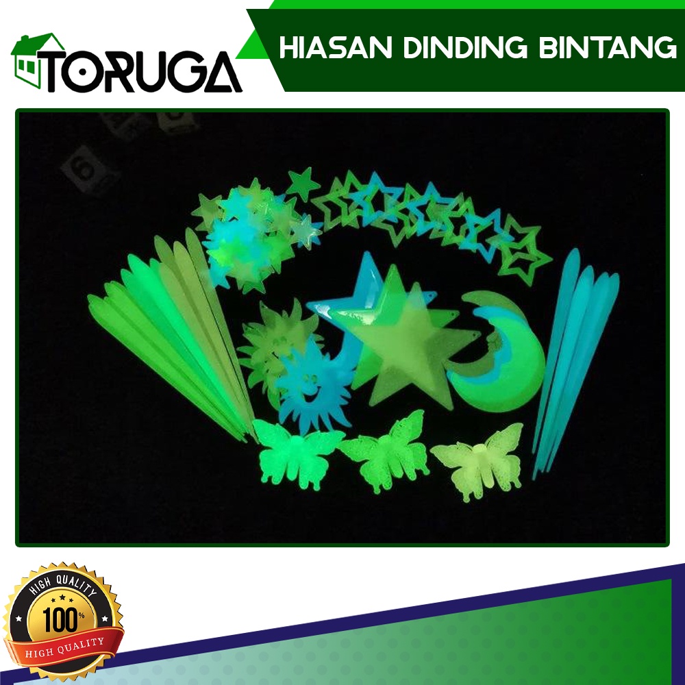 Hiasan Dinding Star Wall Sticker Stiker Bintang Glow in th Dark