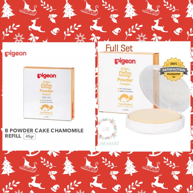Pigeon Baby Powder Compact 45 gr (Case/Refill)/Bedak Bayi/Bedak Padat Bayi pigeon bedak full set
