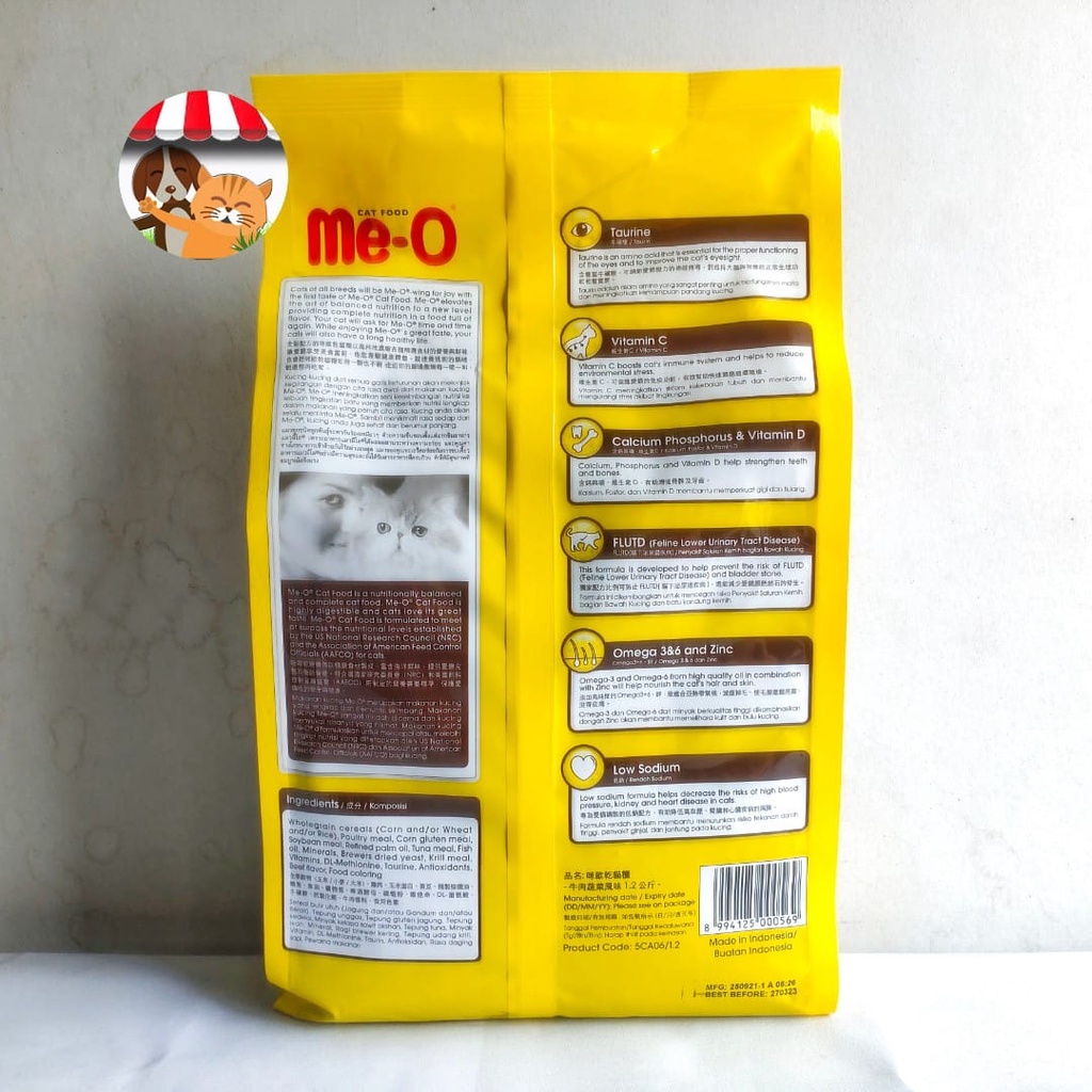 Meo Beef Vegetable 1.2kg Freshpack - Makanan Kucing Dewasa Me-O