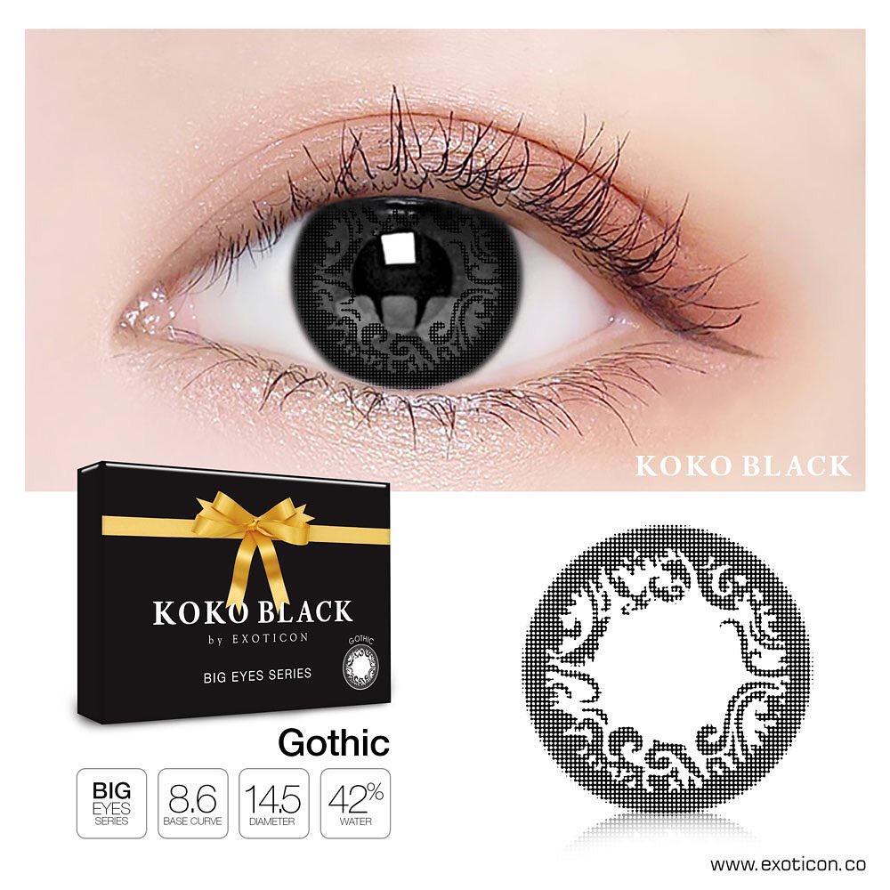 SOFTLENS KOKO GOTHIC BLACK NORMAL MINUS s.d -10.00 softlens minus tinggi Made in korea softlen hitam