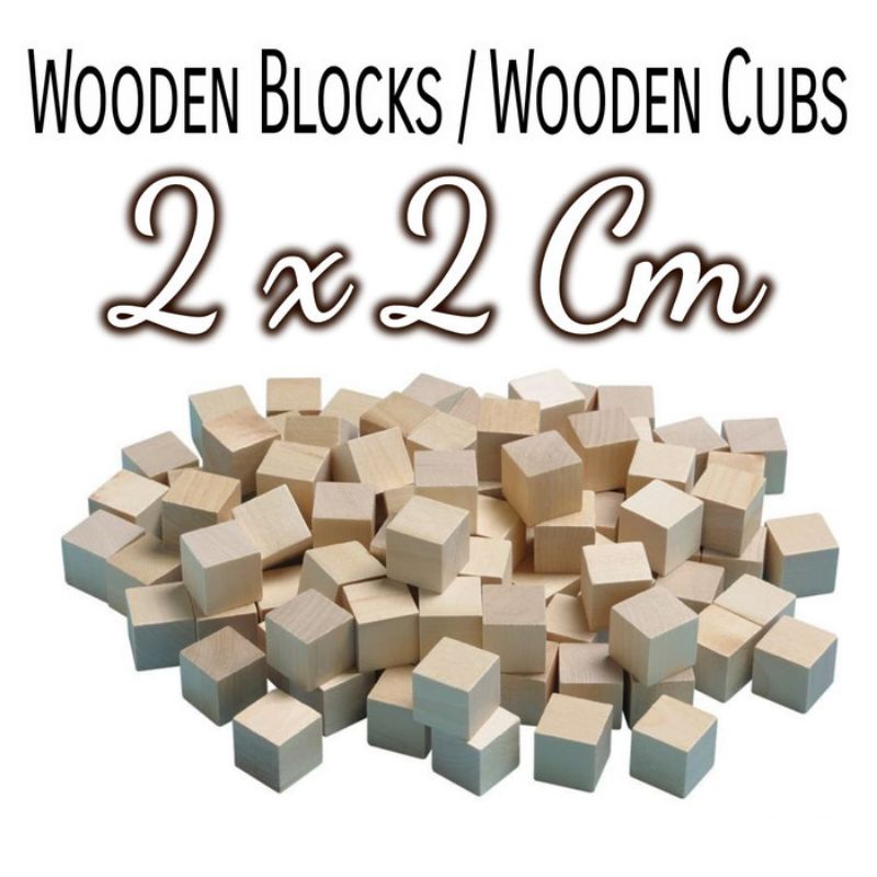 Square Wooden Block 2x2 Wood cubes cm balok kayu kecil bahan craft