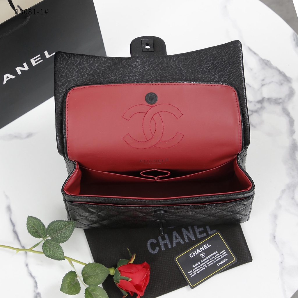 Ch Black Caviar Skin Leather Classic Flap Shoulder Bag in Black Hardware 18081-1 11177