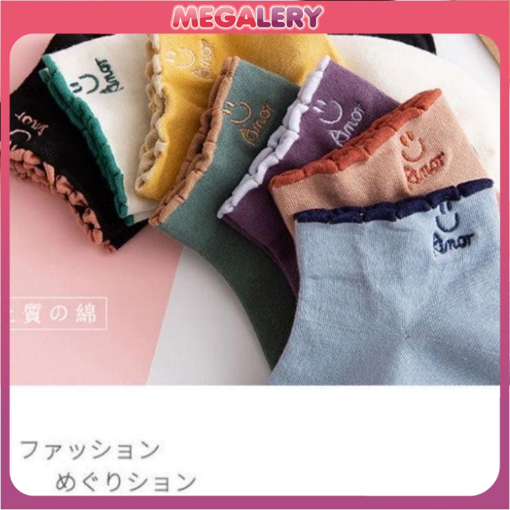 Kaos Kaki Pendek Motif Smile Semata Kaki Kaos kaki Unisex Pria Wanita Lucu Model Korea Import