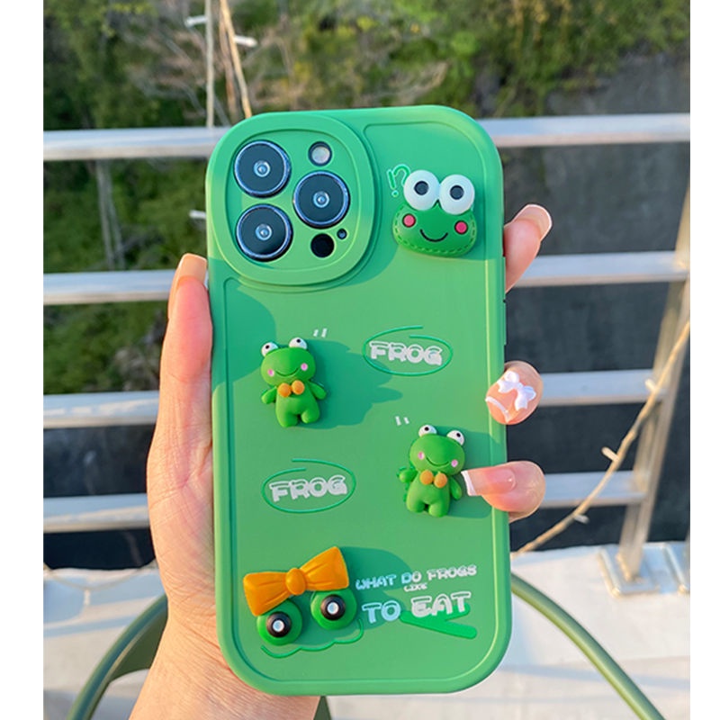 Soft Case Silikon Desain Boneka Katak Kecil Untuk IPhone 12 13 11 Pro Max X Xs Max Xr 7 8 Plus Bbtr