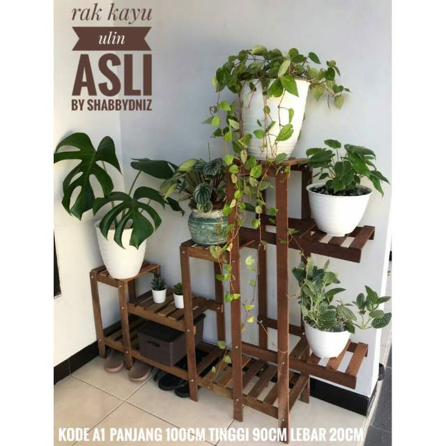 rak kayu ulin minimalis