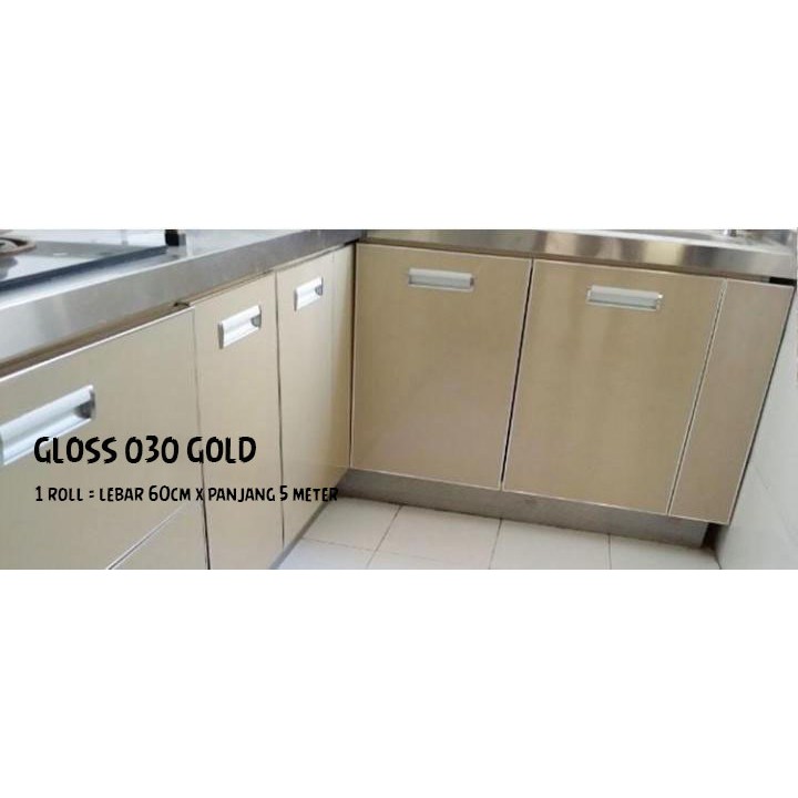 [GD] WALLPAPER PREMIUM GLOSSY 030 GOLD EMAS POLOS UK 60CMX5M STICKER KITCHEN SET STIKER POLOS