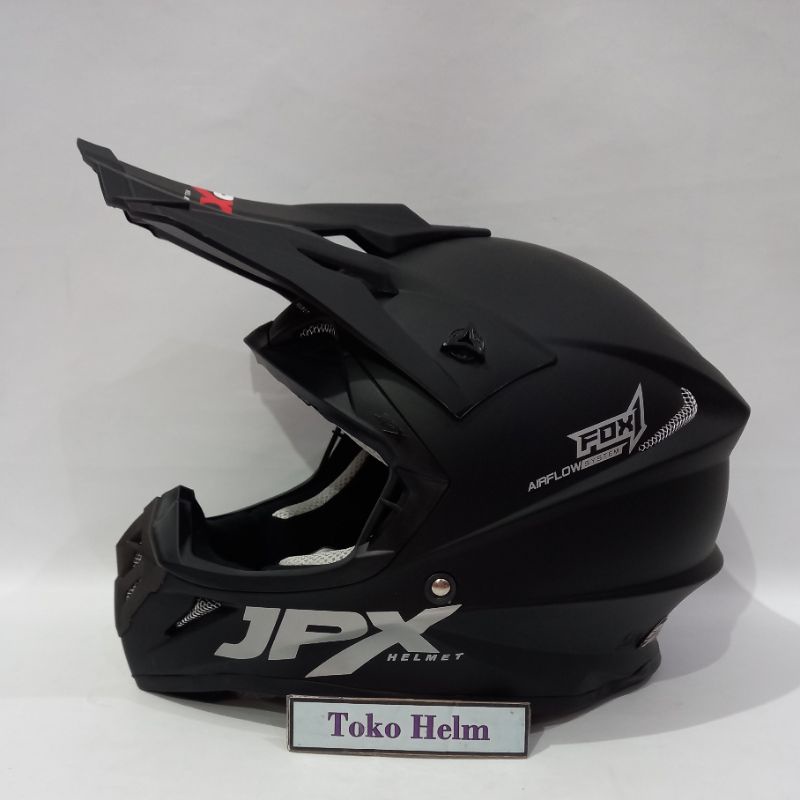 Helm JPX cross FOX 1 polos solid Black doff hitam doff