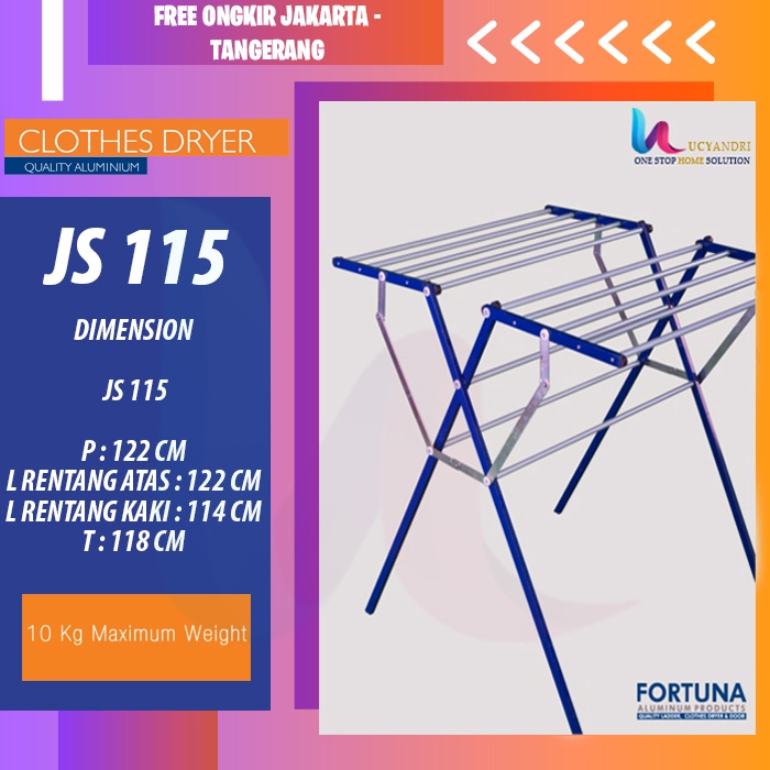 Jemuran Baju Pakaian Fortuna Aluminium - Fortuna JS115 FREE ONGKIR