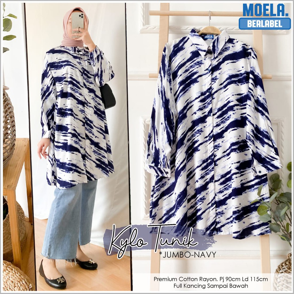 Kylo Baju Tunik Jumbo Wanita Murah Atasan Muslim Remaja Wanita Kekinian Tunic Motif Moela Terbaru
