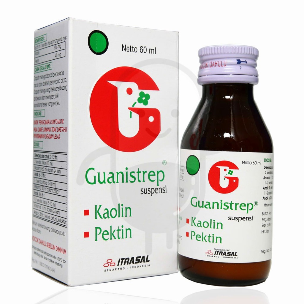 Guanistrep Syrup Sirup 60ml Suspensi  Kaolin Pektin Botol 