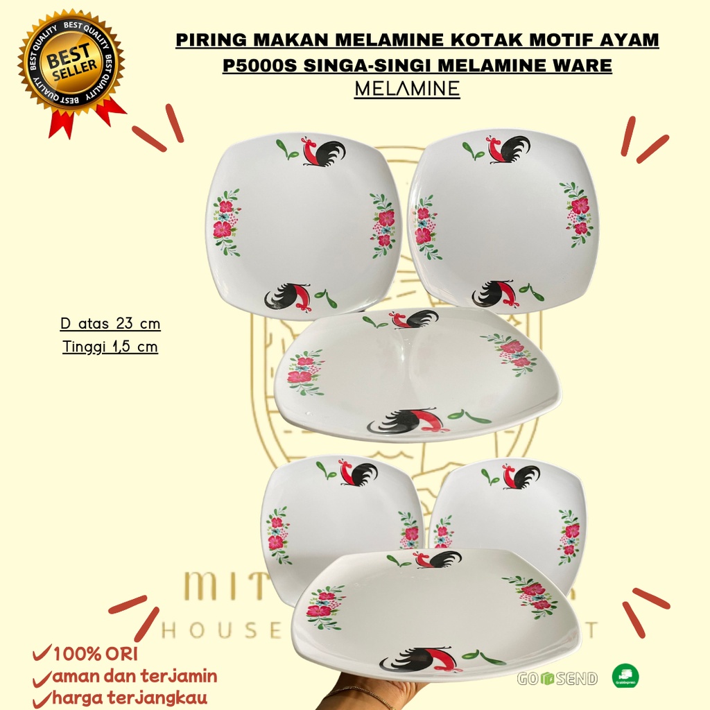 NEW! PIRING MAKAN MELAMINE KOTAK MOTIF AYAM P5000S SINGASINGI MELAMINE