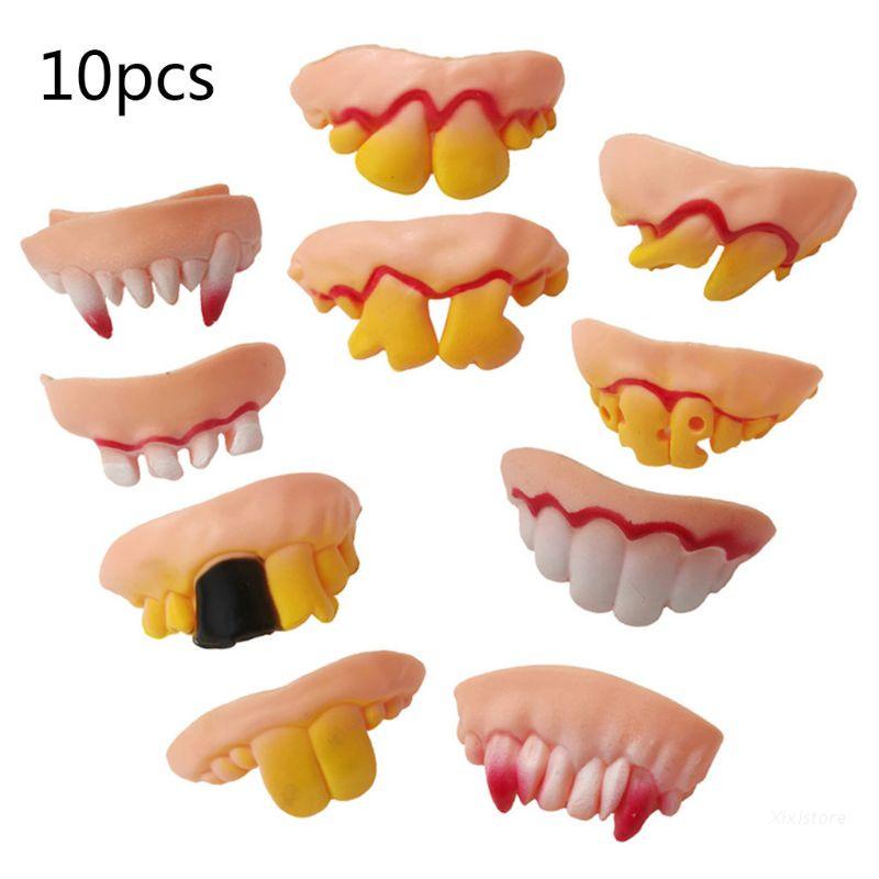 10pcs Mainan Gigi Palsu Vampire Untuk Dekorasi Halloween